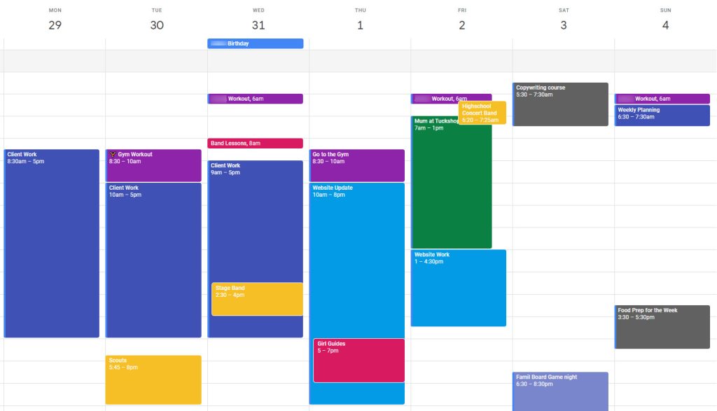 using Google calendar for time blocking and family scheduling